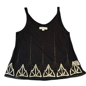 Vintage Decree Women's Golden Sequins M Whimsy Goth Tank Top Sheer‎ Fairy Y2K